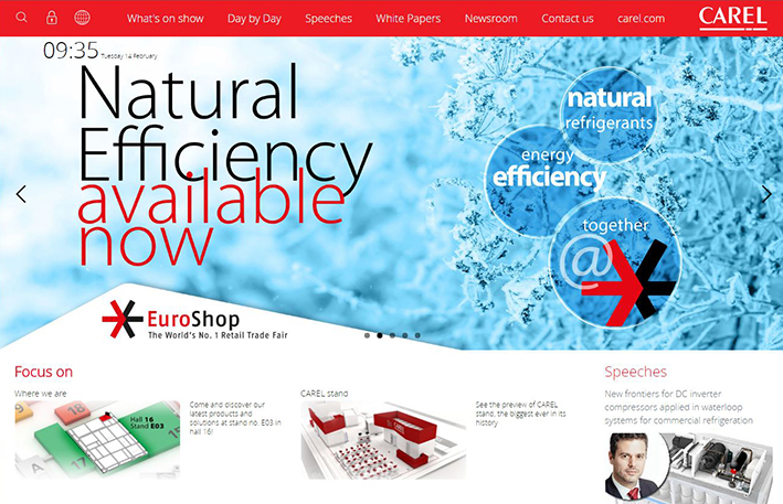 The CAREL @Euroshop site is now online: a bridge between real and virtual